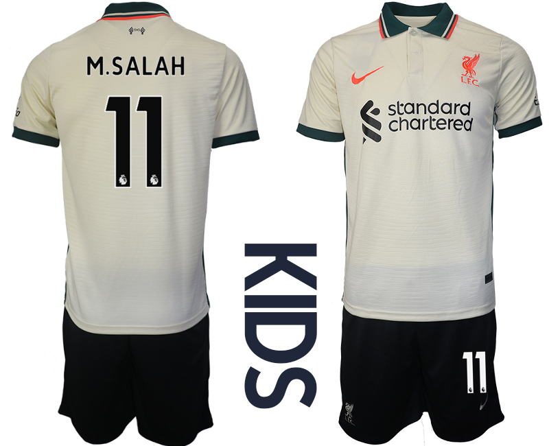 Youth 2021-2022 Club Liverpool away cream #11 Soccer Jersey
